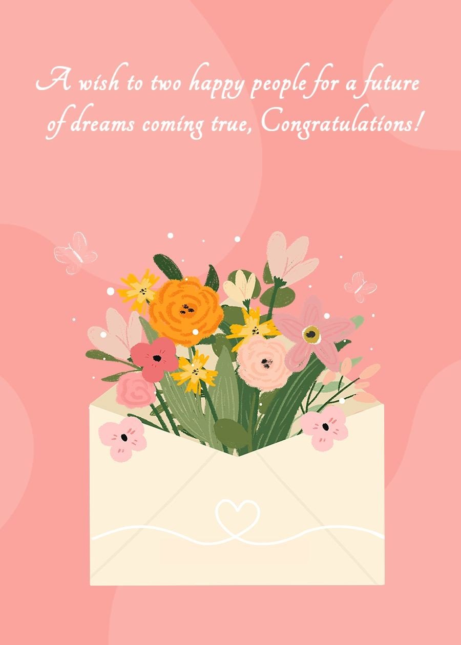 Simple Fresh Hand Painted Flowers Envelope Wedding Card