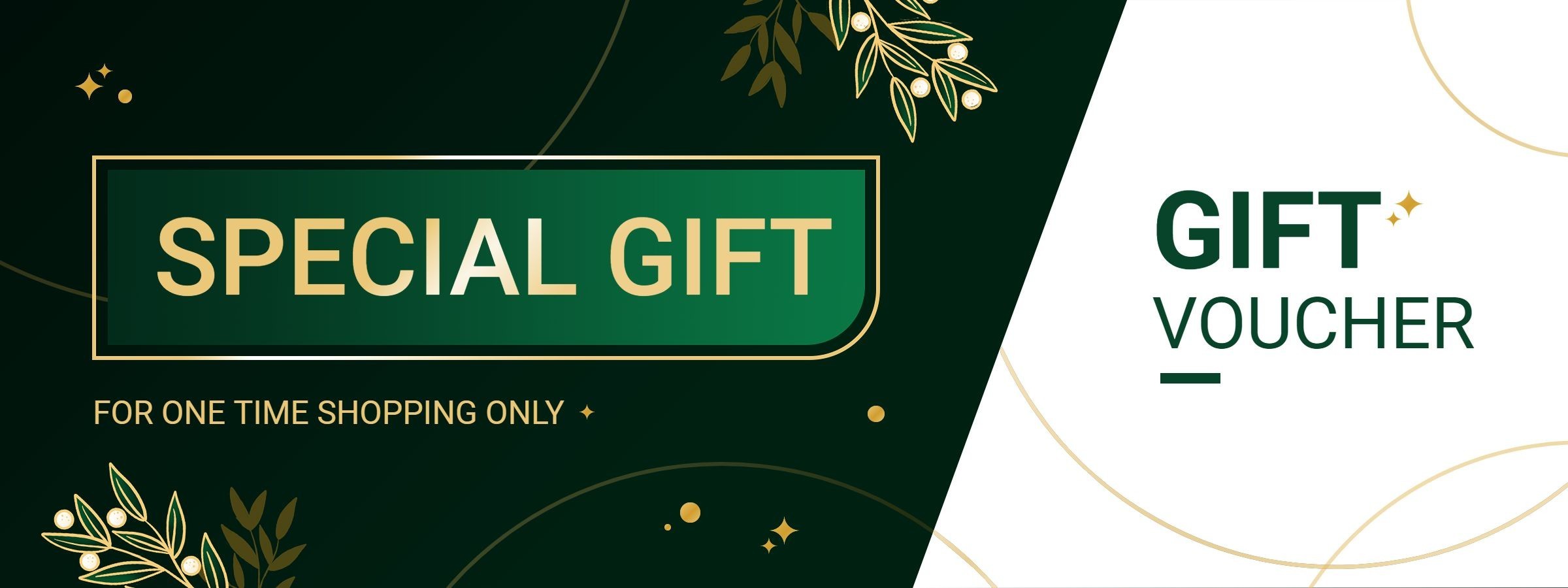 Green and White Luxury Style Floral Print Voucher Gift Coupon