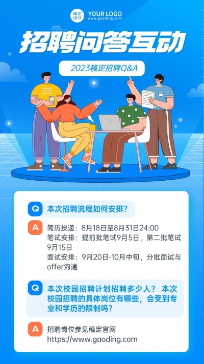 企业招聘问题知识问答Q&A手机海报