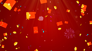 新年红包雨落下红色喜庆背景视频AE模板