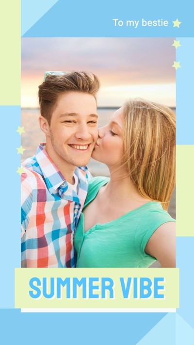 Fresh Color Block Decorate Couple Summer Seaside Memories  Photo Instagram Story