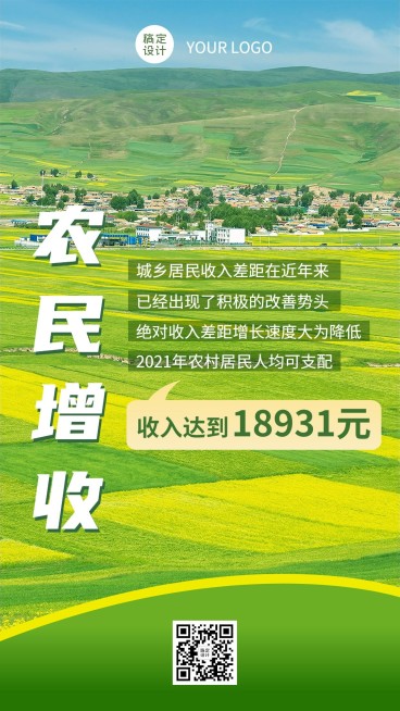 融媒体居民收入数据实景排版手机海报预览效果