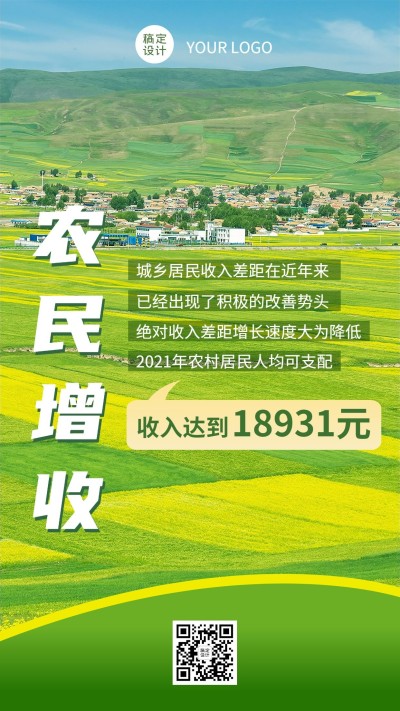 融媒体居民收入数据实景排版手机海报
