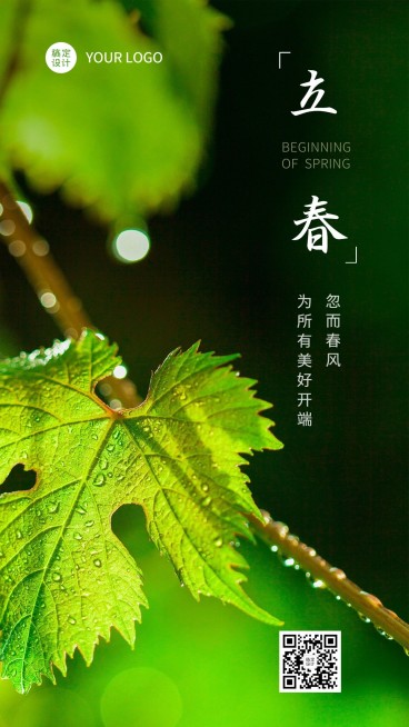立春祝福春天实景节气手机海报预览效果
