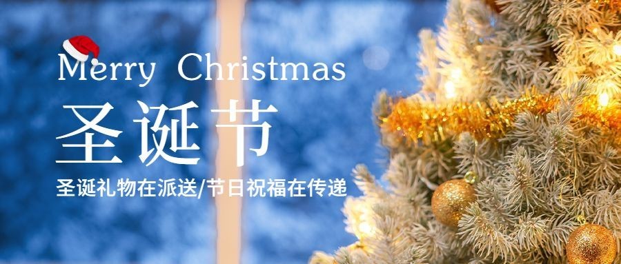 圣诞节祝福圣诞树实景公众号首图预览效果
