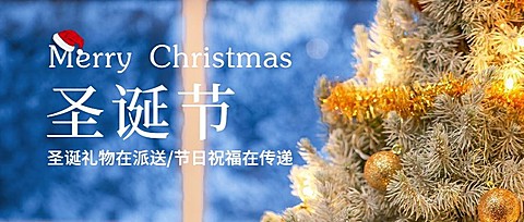 圣诞节祝福圣诞树实景公众号首图