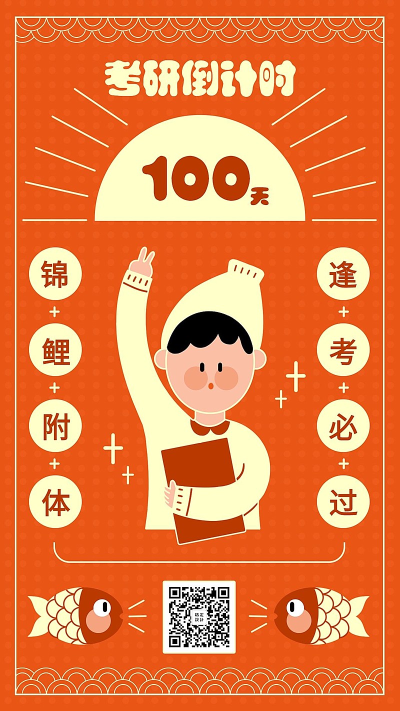 考研/锦鲤附体/倒计时/手机海报