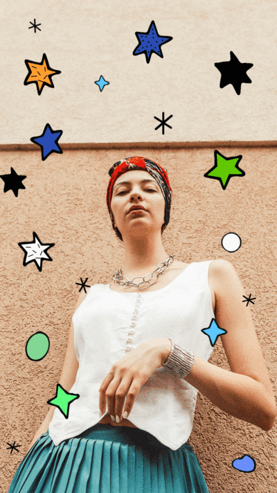 Creative Cartoon Stars Element Woman Personal Image Display Instagram Story Video