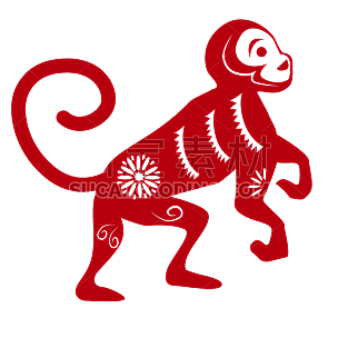 红色猴十二生肖贴纸