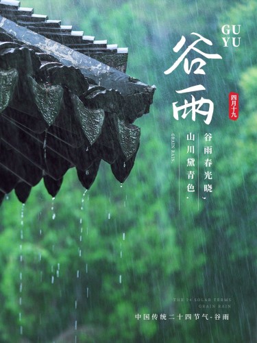 节日谷雨节气祝福中国风plog模板