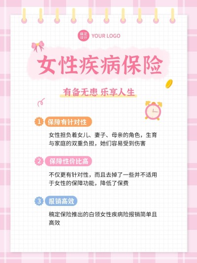 金融女性疾病保险理念推广产品介绍小红书配图