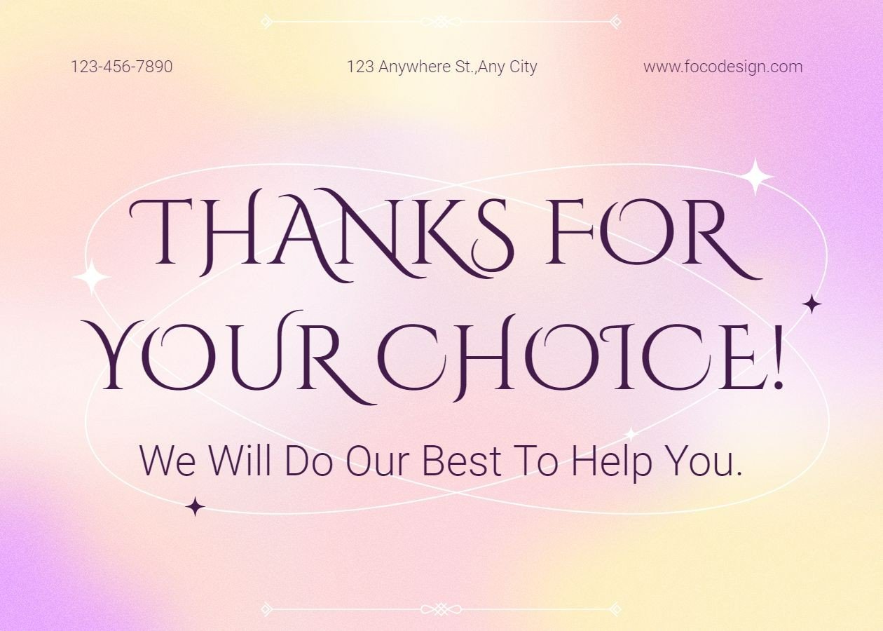 Simple Gradual Change Color Background Thank You Card