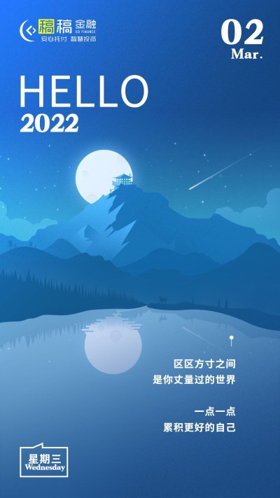 金融保险日签问候简约风竖版海报