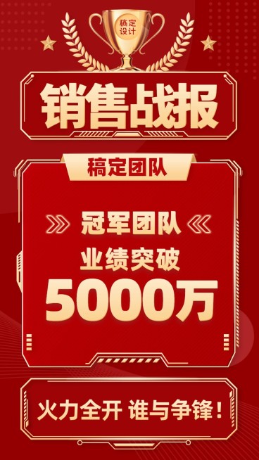 微商团队喜报销售战报喜庆奖杯预览效果