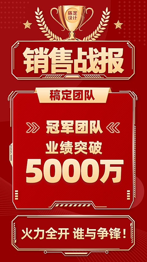 微商团队喜报销售战报喜庆奖杯