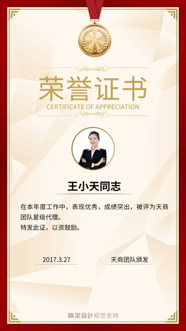 星级代理荣誉证书表彰喜报预览效果