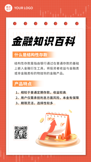 金融存款知识百科行业资讯科普简约3D手机海报预览效果