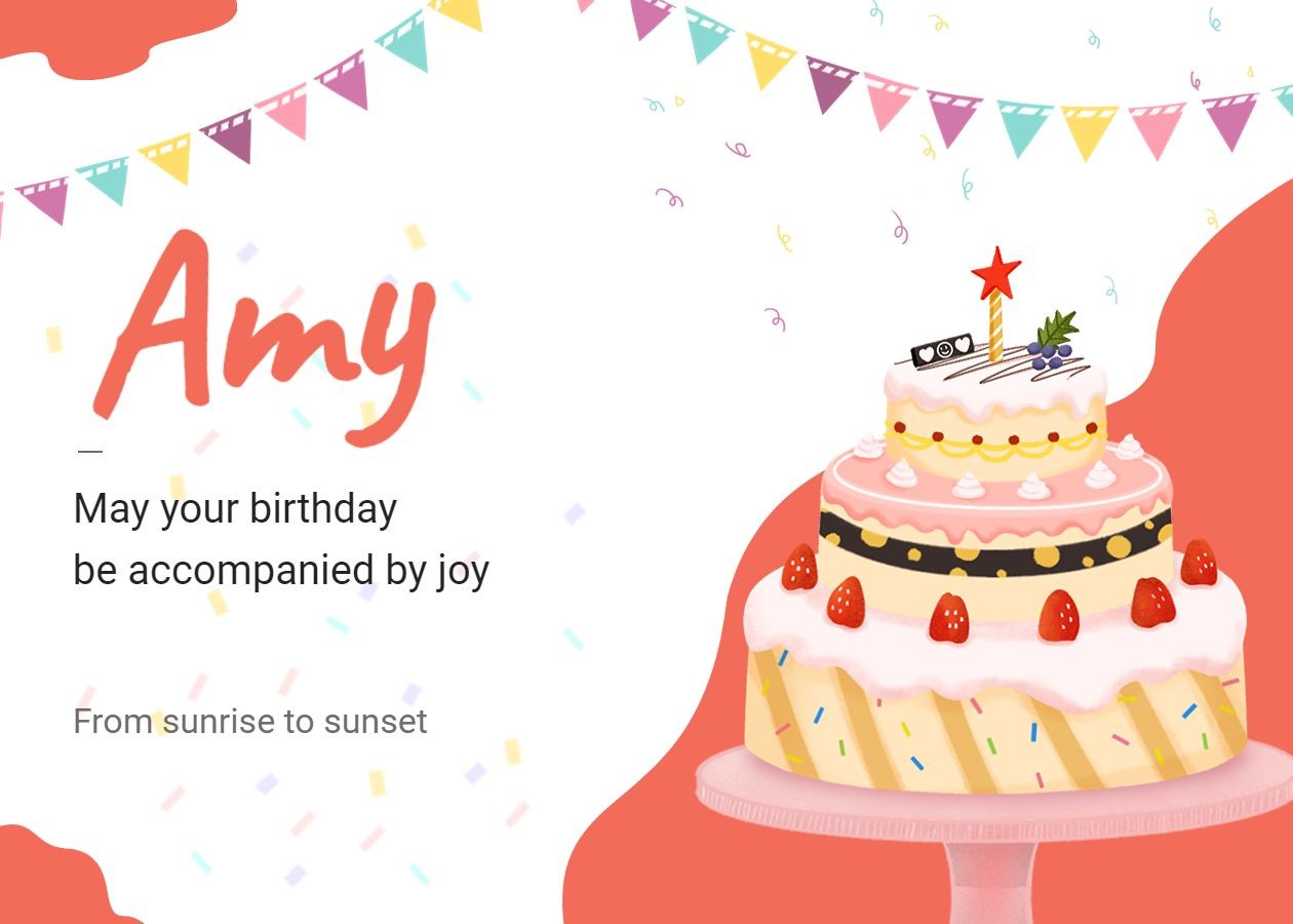 Cute Hand Painted Strawberry Cake Pattern Birthday Card