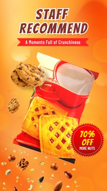 Crunchy Cookies Snacks Consumer Packaged Food Groceries Product Promo Discount Sale Ecommerce Story预览效果