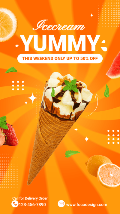 Radial Line Element Vanilla Ice Cream Consumer Packaged Fast Food Snacks Ecommerce Story