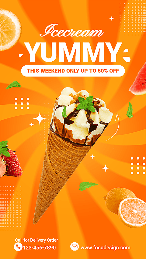 Radial Line Element Vanilla Ice Cream Consumer Packaged Fast Food Snacks Ecommerce Story
