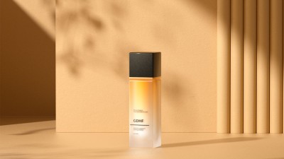 Skincare Product Display on Yellow Abrasion Texture Background Ecommerce Banner 