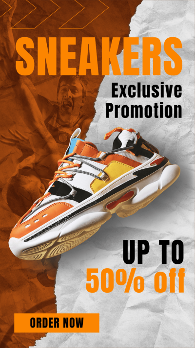 Pleated Paper Tear Sports Running Shoes Fashion Sale Promo Ecommerce Story