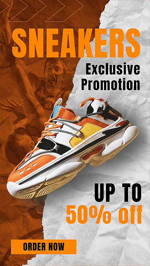 Pleated Paper Tear Sports Running Shoes Fashion Sale Promo Ecommerce Story