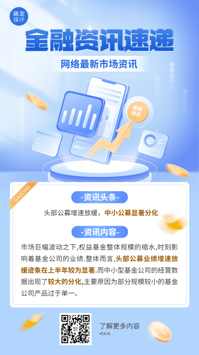 金融最新新闻资讯轻拟物风2.5D手机海报