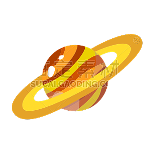 手绘-扁平可爱星球贴纸SVG-土星