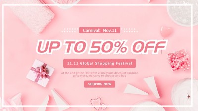 少女心通用双11跨境电商海报banner