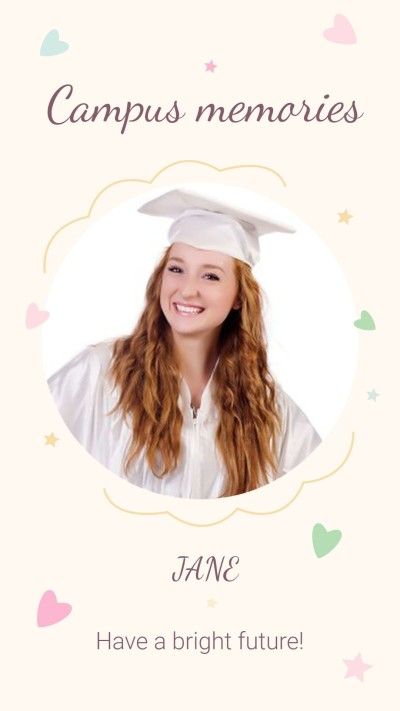 Cute Hand Painted Love Stars Pattern Girl Campus Memories Graduation Instagram Story