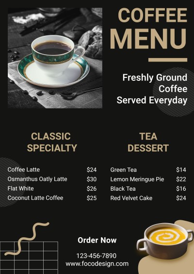 Simple Stripe Circle Pattern Coffee Shop Cafe Drinks Menu