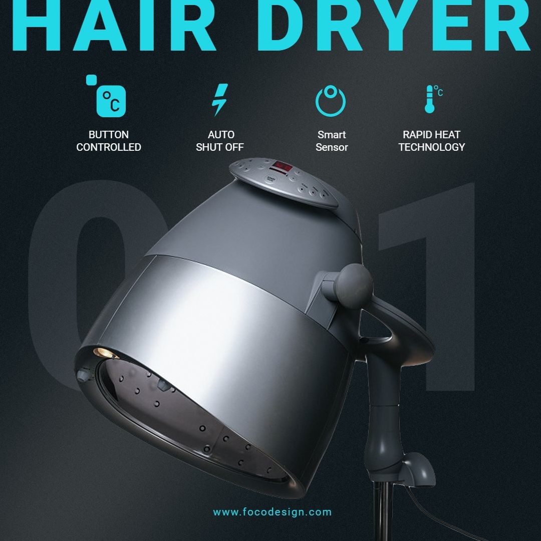 Hair Dryer Electronic Appliance Details Annotation Description Icons Badges Labels Ecommerce Product Image
