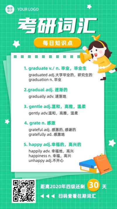 考研留学英语每日知识科普海报