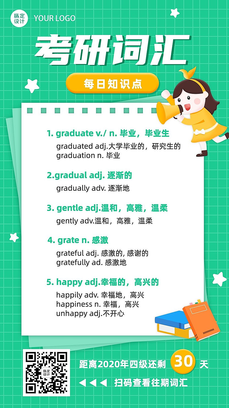 考研留学英语每日知识科普海报