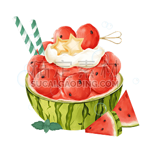 手绘-水果甜品饮品美食贴纸-西瓜