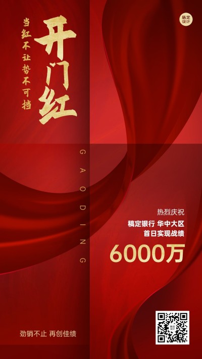 金融银行开门红放款业务达成表彰喜报手机海报
