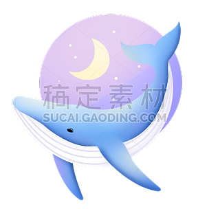 扁平-海洋日元素贴纸-鲸鱼