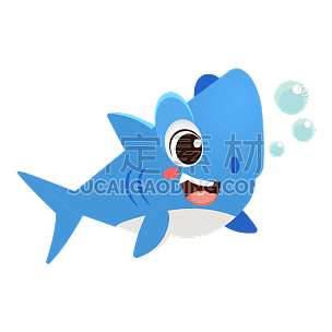 手绘-卡通风海洋动物元素-鲨鱼