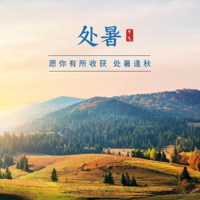 处暑节气祝福问候实景方形海报预览效果