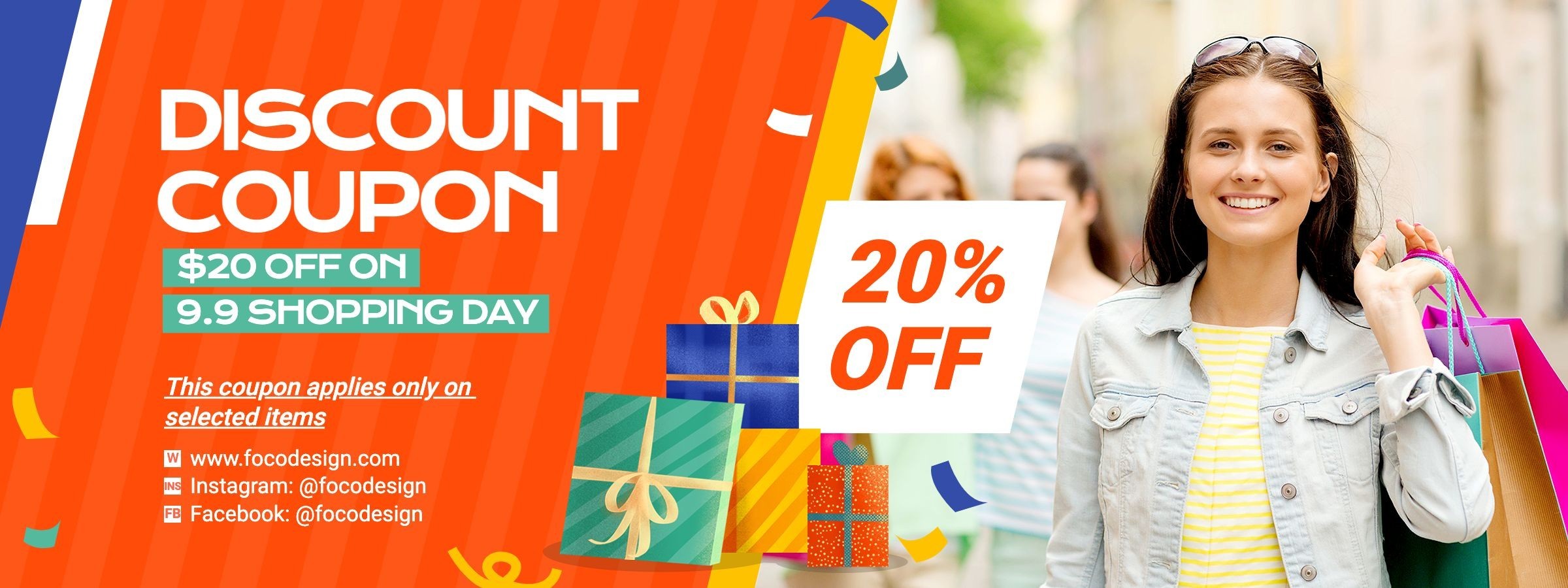 Simple Gift Boxes Pattern Shopping Day Discount Coupon Discount Coupon