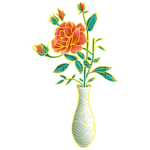 中国风植物花卉贴纸-花瓶