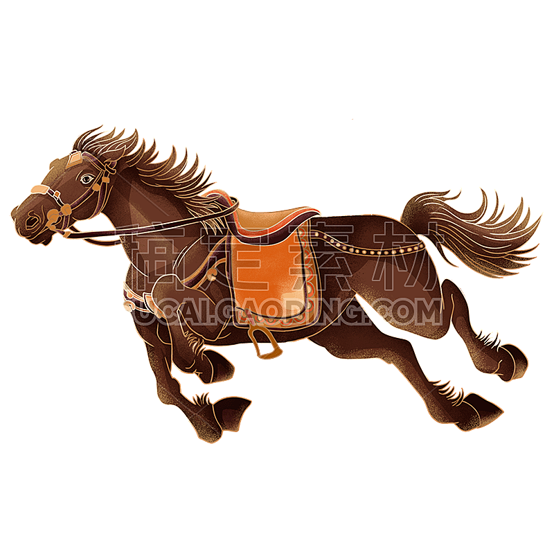 国风-古代骑马人物元素贴纸-马