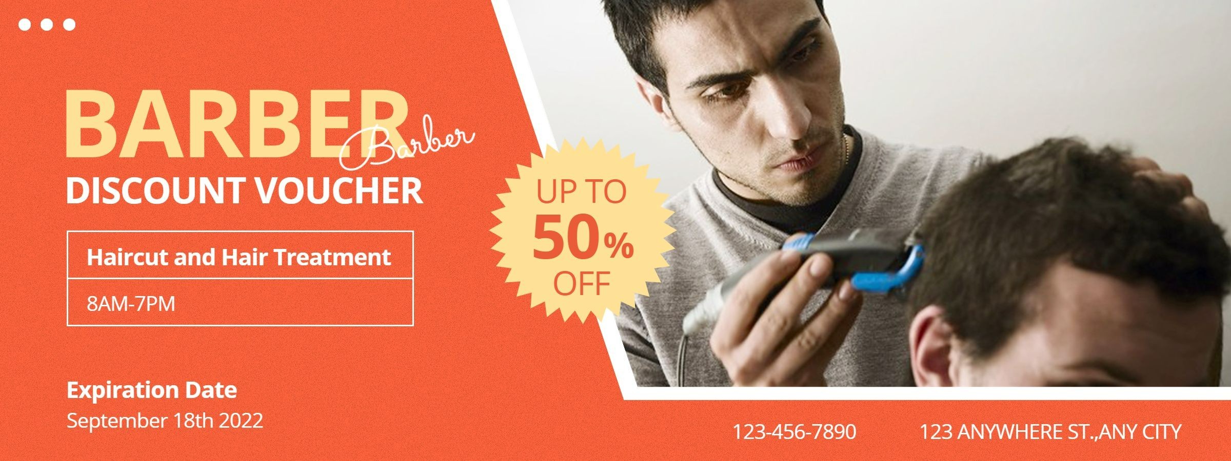 Simple Explosion Box Barber Services Discount Coupon