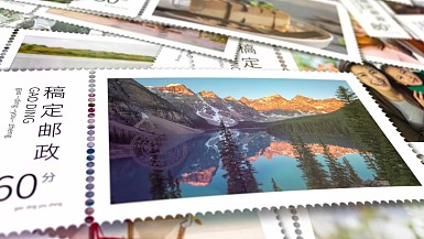 邮票记忆相片堆叠AE模板
