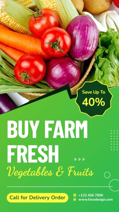 Healthy Fresh Farm Vegetables Consumer Packaged Food and Groceries Discount Sale Promo Ecommerce Story