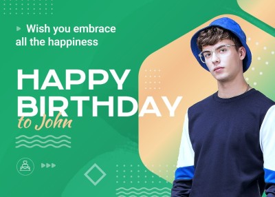 Simple Geometry Dots Pattern Hat Boy Birthday Card