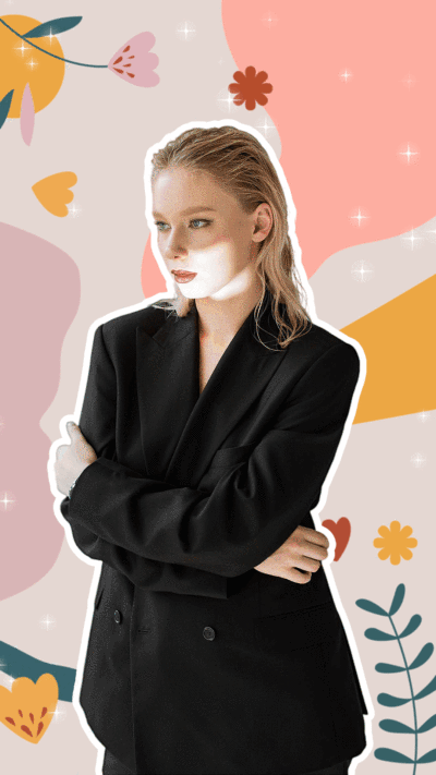 Creative Style Color Block Background Suit Woman Show Instagram Story Video