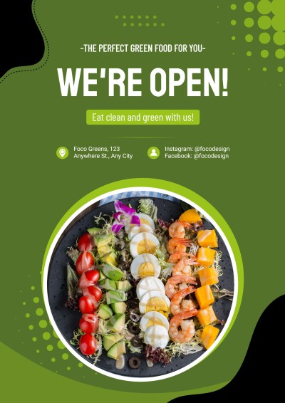 Salad Bar Healthy Food Restaurant Grand Opening Advertising Poster